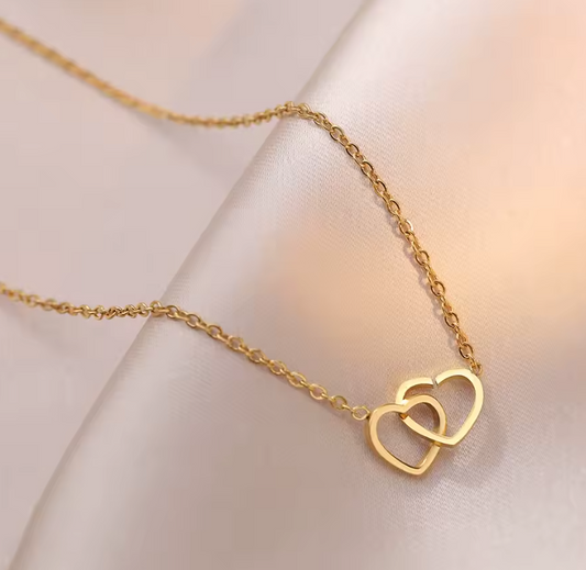 Collar Doble Corazón Oro